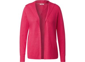 4063044703579 - CECIL Strickjacke Rippstruktur Kapuze für Damen pink L 4063044703579 - CECIL Strickjacke Rippstruktur Kapuze für Damen pink L