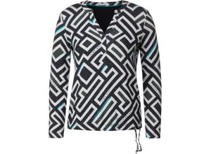 4063044987962 - CECIL Tunikashirt Split-Neck grafisch für Damen schwarz XXL