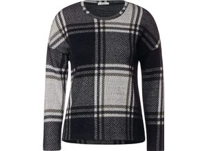 4063044988457 - CECIL Langarmshirt Seitenschlitze kariert für Damen schwarz XL 4063044988457 - CECIL Langarmshirt Seitenschlitze kariert für Damen schwarz XL