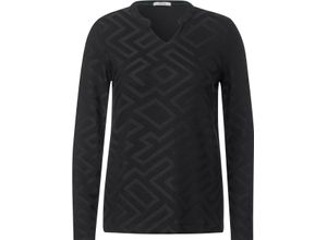 4063044991624 - CECIL Langarmshirt Split-Neck 3D-Optik für Damen schwarz M 4063044991624 - CECIL Langarmshirt Split-Neck 3D-Optik für Damen schwarz M
