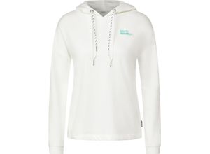 4063045060541 - CECIL Hoodie Tunnelzug Wording-Print für Damen weiß L