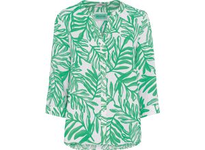 4063045134112 - CECIL Leinenhemdbluse Small Leafs 3 4-Arm Split-Neck für Damen grün M