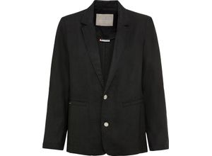 4063056902182 - Leinenblazer Reverskragen Paspeltaschen für Damen schwarz 42