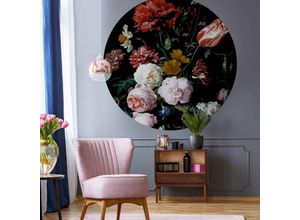 4063129047918 - K&l Wall Art - Runde Fototapete Heem Stillleben Tapete Rosen Kunstdruck Vliestapete Wohnzimmer ø 140cm - bunt