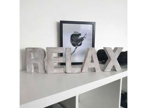 4063129059645 - K&l Wall Art - Betonbuchstaben Set 15cm relax Deko Buchstaben Büro Beton Buchstabe grau Tischdeko - Beton Grau