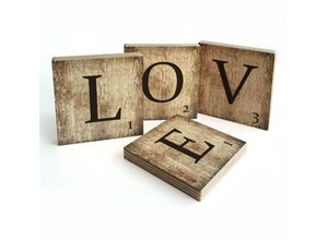 4063129084517 - Mehrteilige Bilder WALL-ART Scrabble Deko Buchstaben Love Gr B H T 10 cm x 09 cm x 10 cm 4 St braun (vintage braun) Mehrteilige Bilder