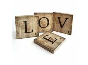 4063129084524 - Mehrteilige Bilder WALL-ART Scrabble Deko Buchstaben Love Gr B H T 15 cm x 09 cm x 15 cm 4 St braun (vintage braun) Mehrteilige Bilder