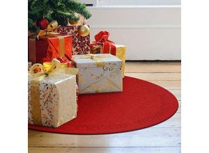 4063129098699 - K&l Wall Art - Filzdecke Frohe Weihnachten ø 49cm Tischdecke aus Filz Teppich - Rot