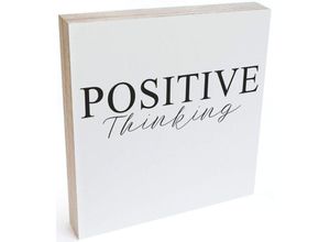 4063129099887 - Holzbild WALL-ART Tischdeko Positive Thinking Bilder Gr B H T 15 cm x 18 cm x 15 cm 1 St schwarz (schwarz weiß) Bild Holzbild Holzbilder Bilder