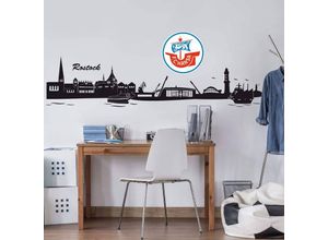 4063129101887 - Wandtattoo WALL-ART Hansa Rostock Skyline mit Logo Wandtattoos Gr B H T 140 cm x 31 cm x 01 cm bunt (mehrfarbig) Wandtattoo Wandtattoos Fußball