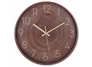 4063129104567 - K&l Wall Art - Holzoptik Wanduhr Holz Ø30cm Baumstamm Optik Wanduhren Büro leises Uhrwerk ohne Tickgeräusche - Bunt