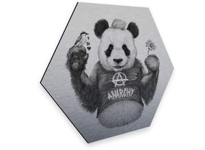 4063129105182 - Metallbild WALL-ART Türschild Panda Bär Silber Deko Bilder Gr B H T 75 cm x 0 cm x 65 cm - 1 St silberfarben (silber effekt) Metallbilder vintage Metallschild