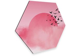 4063129105953 - Metallbild WALL-ART Vogel Sonnenuntergang Pink Bilder Gr B H T 55 cm x 0 cm x 47 cm 1 St rosa (sonnen rosa) Metallbilder vintage Metallschild