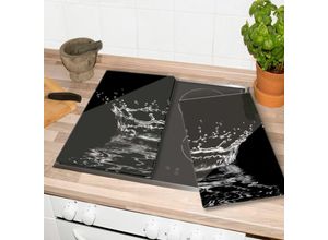 4063129107001 - Herd-Abdeckplatte WALL-ART Wassertropfen Foto Kunstdruck Herdabdeckplatten schwarz Küchendekoration moderne Schutzplatte