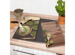 4063129107148 - Herd-Abdeckplatte WALL-ART Herdabdeckplatte Matcha Tee Herdabdeckplatten Gr B H 60 cm x 52 cm 2 tlg bunt Küchendekoration moderne Schutzplatte