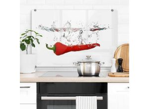 4063129107209 - K&l Wall Art - Spritzschutz Küche Wandschutz Herd Glasbild 60x40cm inkl Edelstahl Abstandshalter Chilischote - Chilischote