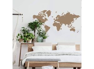 4063129111718 - K&l Wall Art - Wandtattoo schwarze große Weltkarte klassisch 80x40cm Aufkleber selbstklebend - Schwarz