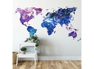 4063129111879 - Wandtattoo Universum große Weltkarte Galaxie 120x62cm Aufkleber selbstklebend - Blau