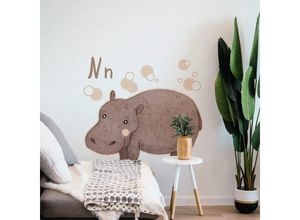 4063129114559 - Wandtattoo WALL-ART Nilpferd Hippo Buchstabe N Wandtattoos Gr B H T 120 cm x 113 cm x 01 cm bunt Wandtattoos Wandsticker selbstklebend entfernbar