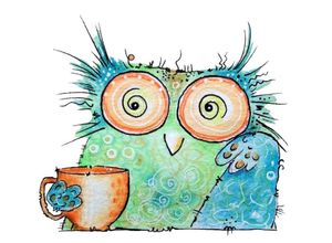 4063129115839 - Wandtattoo WALL-ART Vogel Kaffee Eule Coffee Owl Wandtattoos Gr B H T 100 cm x 88 cm x 01 cm - bunt Wandtattoos Wandsticker selbstklebend entfernbar