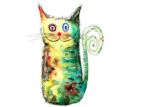 4063129115846 - Wandtattoo WALL-ART Bunte Katze - Crazy Cat Wandtattoos Gr B H T 20 cm x 26 cm x 01 cm bunt Wandtattoos und Wandsticker