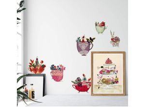 4063129118373 - Wandtattoo WALL-ART Bunte Blumen Fee Tassen Wandtattoos Gr B H T 130 cm x 82 cm x 01 cm bunt Wandtattoos Wandsticker selbstklebend entfernbar