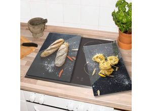 4063129119950 - Herd-Abdeckplatte WALL-ART Brötchen Nudeln Kunstdruck Küche Herdabdeckplatten Gr B H 60 cm x 52 cm 2 tlg bunt Küchendekoration moderne Schutzplatte