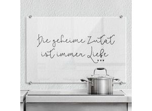 4063129120598 - Küchenrückwand WALL-ART Spruch Geheime Zutat ist Liebe Spritzschutzwände Gr B H 60 cm x 40 cm bunt Küchendekoration Herd Waschbecken Wandschutz