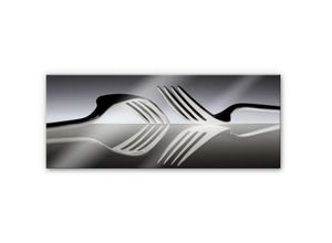 4063129120802 - Küchenrückwand WALL-ART Silber Besteck Panorama Spritzschutzwände Gr B H 80 cm x 30 cm bunt Küchendekoration Herd Waschbecken Wandschutz