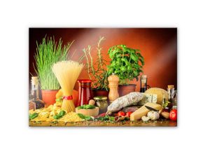 4063129121083 - Küchenrückwand WALL-ART Spritzschutz Italienisch Kochen Spritzschutzwände Gr B H 80 cm x 60 cm bunt Küchendekoration Herd Waschbecken Wandschutz