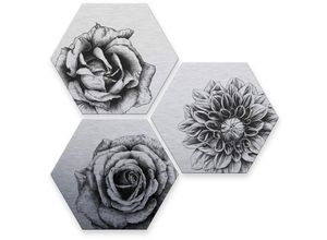 4063129122264 - Mehrteilige Bilder WALL-ART Silbereffekt Blumen Set Gr B H T 35 cm x 0 cm x 30 cm 3 St bunt (mehrfarbig) Mehrteilige Bilder Metallschild Collage