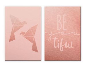 4063129122509 - Mehrteilige Bilder WALL-ART Origami Vogel Be you tiful Gr B H T 20 cm x 0 cm x 30 cm 2 St rosa Mehrteilige Bilder Metallschild Collage