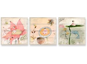 4063129123162 - Mehrteilige Bilder WALL-ART Kinder Märchen Däumelinchen Set Gr B H T 40 cm x 4 cm x 41 cm 3 St bunt (mehrfarbig) Mehrteilige Bilder Holzschild Collage