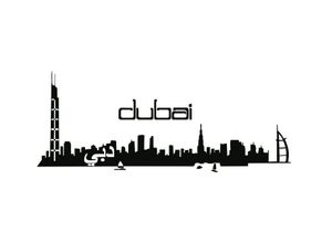 4063129125098 - Wandtattoo WALL-ART XXL Stadt Skyline Dubai 120cm Wandtattoos Gr B H T 120 cm x 30 cm x 01 cm schwarz Wandtattoo Wandtattoos Geographie