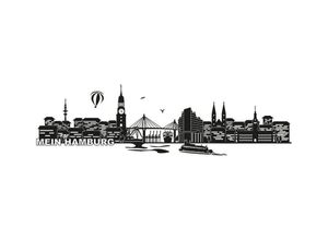 4063129125654 - Wandtattoo WALL-ART XXL Stadt Skyline Hamburg 120cm Wandtattoos Gr B H T 120 cm x 30 cm x 01 cm schwarz Wandtattoo Wandtattoos Geographie