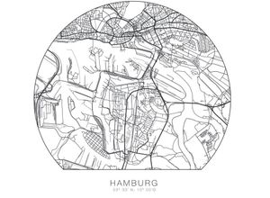 4063129125777 - Wandtattoo WALL-ART Hamburg Stadtplan entfernbar Wandtattoos Gr B H T 120 cm x 120 cm x 01 cm schwarz Wandtattoos Wandsticker selbstklebend entfernbar