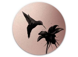 4063129126637 - Metallbild WALL-ART 3D Kolibri Metallschild Vogel Bilder Gr B H T 45 cm x 0 cm x 45 cm Blumen 1 St rot (kupfer optik) Metallbilder Metallschild modern