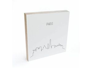 4063129128518 - K&l Wall Art - Tischdeko Skyline Paris Outline 15x15cm Holzschild zum Hinstellen Fensterbank Deko - Schwarz Weiß