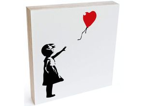 4063129128709 - Holzbild WALL-ART Tischdeko Banksy Luftballon Bilder Gr B H T 15 cm x 18 cm x 15 cm 1 St schwarz (schwarz weiß) Bild Holzbild Holzbilder Bilder