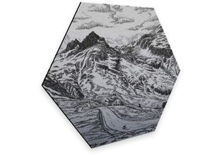 4063129129072 - Metallbild WALL-ART Alpenpass Natur Silber Bilder Gr B H T 55 cm x 0 cm x 47 cm - 1 St grau (metallic) Metallbilder vintage Metallschild