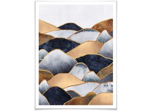 4063129130313 - Poster WALL-ART Gold Effekt Berge Goldene Hügel Bilder Gr B H T 30 cm x 24 cm x 01 cm Berge 1 St bunt Poster Poster Wandbild Bild Wandposter