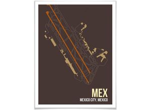 4063129137053 - Poster WALL-ART Wandbild MEX Grundriss Mexico City Bilder Gr B H T 24 cm x 30 cm x 01 cm Grundriss 1 St bunt Poster Bilder Poster Wandbild Bild Wandposter