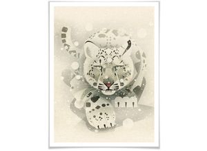 4063129139804 - Poster WALL-ART Schneeleopard Bilder Gr B H T 24 cm x 30 cm x 01 cm Tiere 1 St bunt Poster Poster Wandbild Bild Wandposter