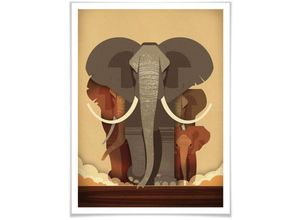 4063129139910 - Poster WALL-ART Elephants Bilder Gr B H T 24 cm x 30 cm x 01 cm Elefanten 1 St bunt Poster Poster Wandbild Bild Wandposter