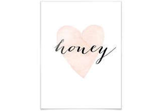 4063129146390 - Poster WALL-ART Herz Honig Schriftzug Honey Bilder Gr B H T 30 cm x 24 cm x 01 cm Schriftzug 1 St bunt Poster Bilder Poster Wandbild Bild Wandposter