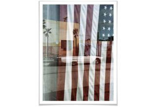 4063129148059 - Poster WALL-ART Flagge Amerika Reflection USA Bilder Gr B H T 30 cm x 24 cm x 01 cm Autos 1 St bunt Poster Bilder Poster Wandbild Bild Wandposter