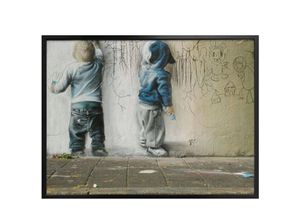 4063129151882 - Poster WALL-ART Graffiti Bilder Boys drawing Gr B H T 50 cm x 40 cm x 01 cm Menschen 1 St bunt Poster Bilder Poster Wandbild Bild Wandposter