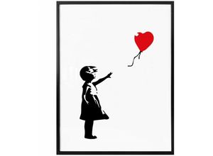 4063129152339 - Poster WALL-ART Graffiti Bilder Girl with the red balloon Gr B H T 80 cm x 100 cm x 01 cm Menschen 1 St bunt Poster Bilder Poster Wandbild Bild Wandposter