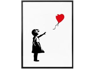 4063129152346 - Poster WALL-ART Graffiti Bilder Girl with the red balloon Gr B H T 40 cm x 50 cm x 01 cm Menschen 1 St bunt Poster Bilder Poster Wandbild Bild Wandposter