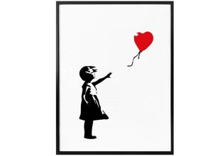 4063129152384 - Poster WALL-ART Graffiti Bilder Girl with the red balloon Gr B H T 60 cm x 80 cm x 01 cm Menschen 1 St bunt Poster Bilder Poster Wandbild Bild Wandposter